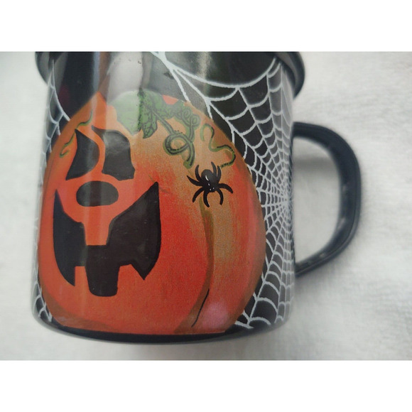 Harry and David Halloween Enamel Metal Camping Mug Cute Pumpkin, Cat, & Spider - Picture 4 of 9